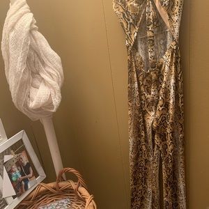 animal pattern silk material pant suit